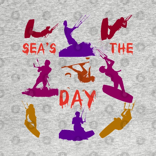 Kitesurfer Silhouette Pattern With Seas The Day Quote by taiche